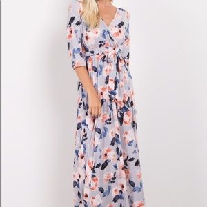 Pinkblush wrap style floral maxi dress